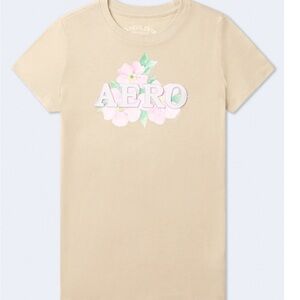 Aeropostale Tan Short Sleeve Tee with Graphic Design